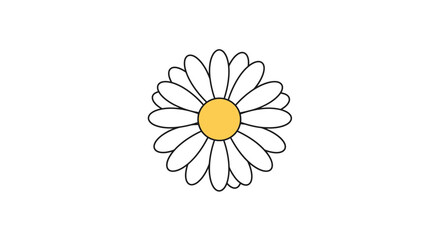 Isolated daisy flower with white petals and a yellow center on a white background illustration art