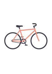 Fototapeta premium A simple illustration of a peach colored bicycle with black tires on a white background