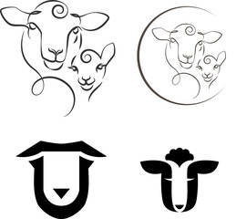 cute lamb with a lamb, stylized vector drawing