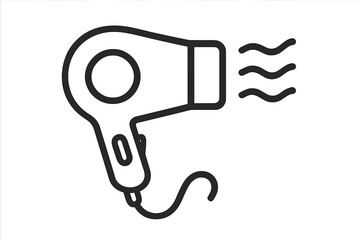 Hair dryer outline icon. Blow dryer symbol for hairstyling and beauty salon. Vector line art of an electric grooming appliance for hair care, graphic and web design.