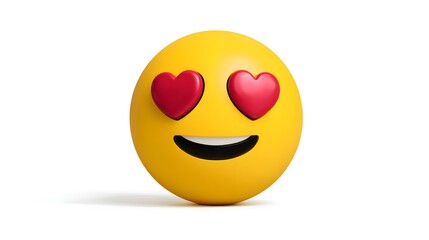 Fototapeta premium Cheerful love emoji with heart eyes