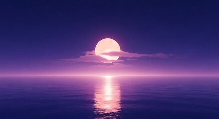 Obraz premium Purple Moonlit Sea Landscape.