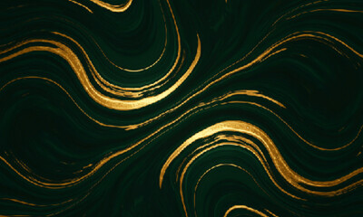 Gold and Green Swirls with Metallic Finish