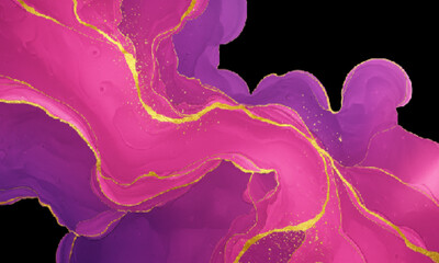 Bright Pink and Purple Swirls with Gold Veins