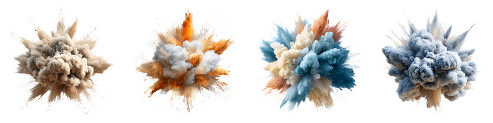 Fototapeta premium Colorful Powder Explosion Set: Abstract Holi Festival Inspired