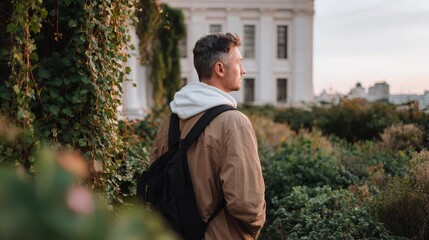 Adventurous hiker walking through jungle vines on holiday captivating atmosphere scenic outdoor view