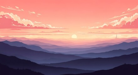 Obraz premium Majestic Sunrise Over Mountain Peaks.