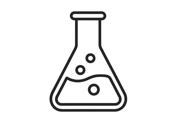 Laboratory flask line icon for science and chemistry. Vector illustration of a chemical research, experiment, and education. Simple beaker or glassware symbol for web and apps.
