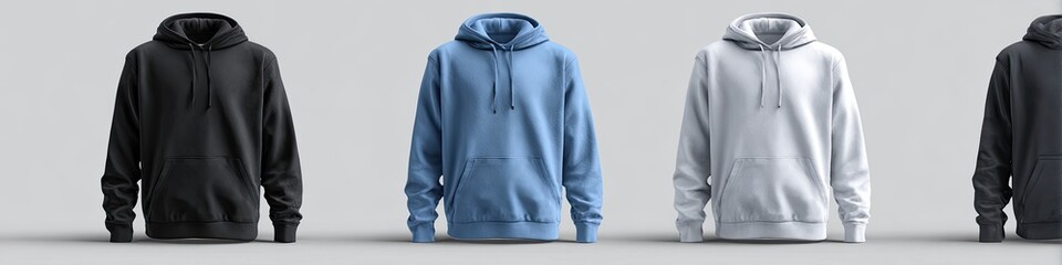 Four blank hoodies in various colors (3)