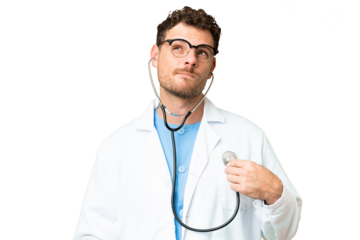 Brazilian doctor man over isolated chroma key background
