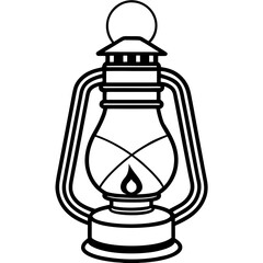 Vintage Lantern Line Art Vector