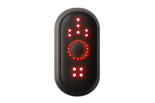 Oval-shaped device with red lights