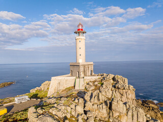 Faro de Punta Nariga en Malpica, A Coruña, Galicia