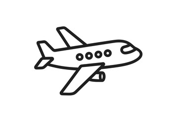 Airplane line icon. Plane symbol for travel and flight. Simple aircraft pictogram for transport and tourism. Vector air journey outline sign for web design, app, ui, ux.
