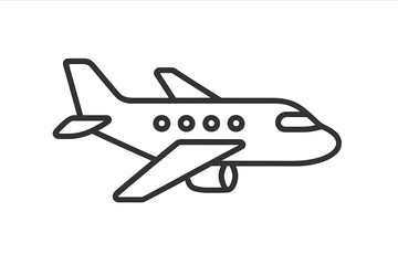 Airplane line icon. Plane symbol for web and graphic design. Flight, travel, or transport concept. Simple jet aircraft vector illustration for logo, app, or website design.