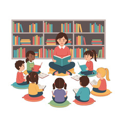 Storytime with Teacher in Library