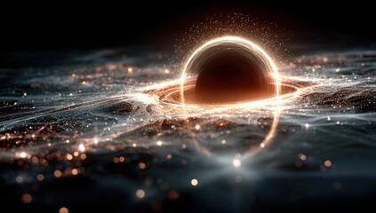 Cosmic black hole, swirling nebula, space, devouring light