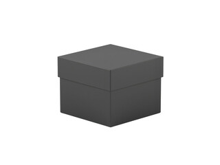 Fototapeta premium Presentation of elegant dark gray box for exclusive gift, isolated on transparent background,