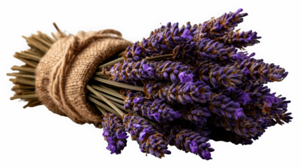 Dried lavender bundle wrapped in burlap