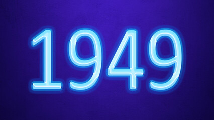 Glowing blue number design of 1949 on blue background.