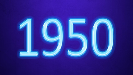 Glowing blue number design of 1950 on blue background.