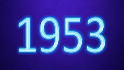 Glowing blue number design of 1953 on blue background.