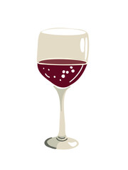 vector illustration evening glass of red wine