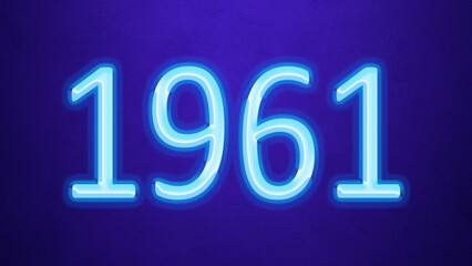 Glowing blue number design of 1961 on blue background.