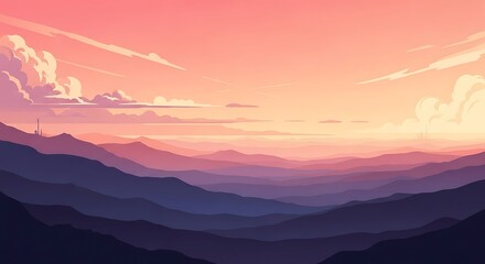 Obraz premium Sunset Mountain Landscape.