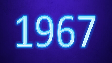 Glowing blue number design of 1967 on blue background.