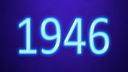 Glowing blue number design of 1946 on blue background.
