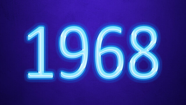 Glowing blue number design of 1968 on blue background.