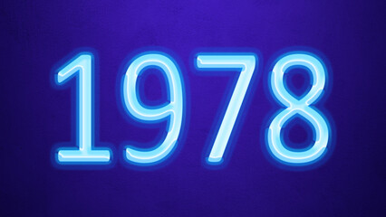 Glowing blue number design of 1978 on blue background.