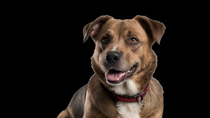 Loyal Companion's Portrait: A heartwarming close-up of a friendly dog radiates charm, set against a minimalist background, highlighting the bond between humans and their faithful canine companions.