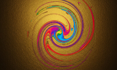 Gold Marbling with Bright Rainbow Swirls