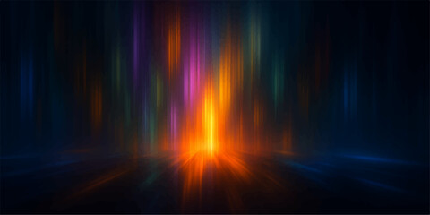 Abstract, colorful background design featuring a bright, glowing wave of orange, red, and yellow light