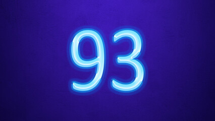 Glowing blue number design of 93 on blue background.