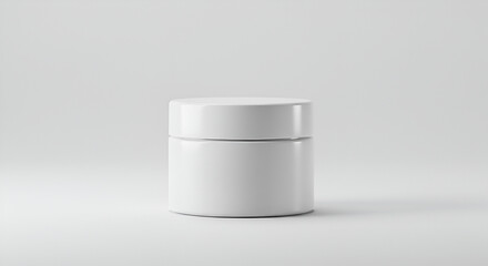 Plain White Cosmetic Jar Mockup with Clean Studio Background