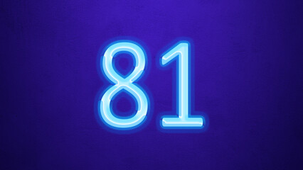 Glowing blue number design of 81 on blue background.