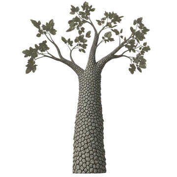 Silhouette of Extinct Lepidodendron Tree with Scaly Trunk