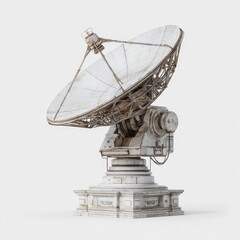 Detailed 3D model of a weathered, large radio telescope