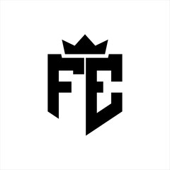 Obraz premium FE Vector image of a shield with a sharp geometric style and a pointed crown