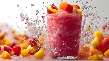 Refreshing Mixed Berry Smoothie Splash with Fresh Fruits