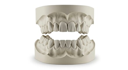Dental plaster model showing upper  lower teeth casts in occlusion