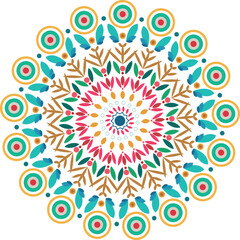 Colorful Flowers Decorative Mandala Vector Design