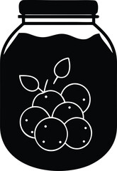 fruit jar with preserved fruits silhouette vector illustration