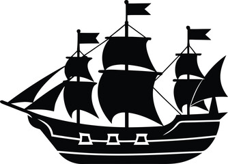 pirate ship silhouette vector illustration