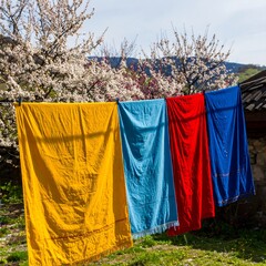 Colorful fabrics drying outdoors (1)