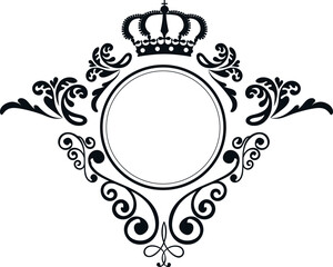 Crown With Luxury Circle Swirl Border Vector Design