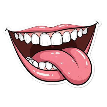 Naklejki Cartoon mouth with a sticking out tongue